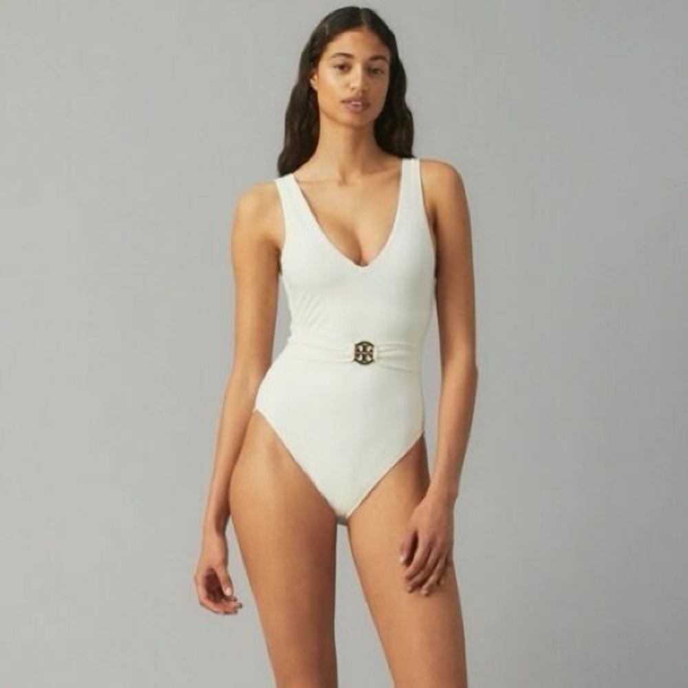 Tory Burch Miller Plunge One-Piece Swimsuit